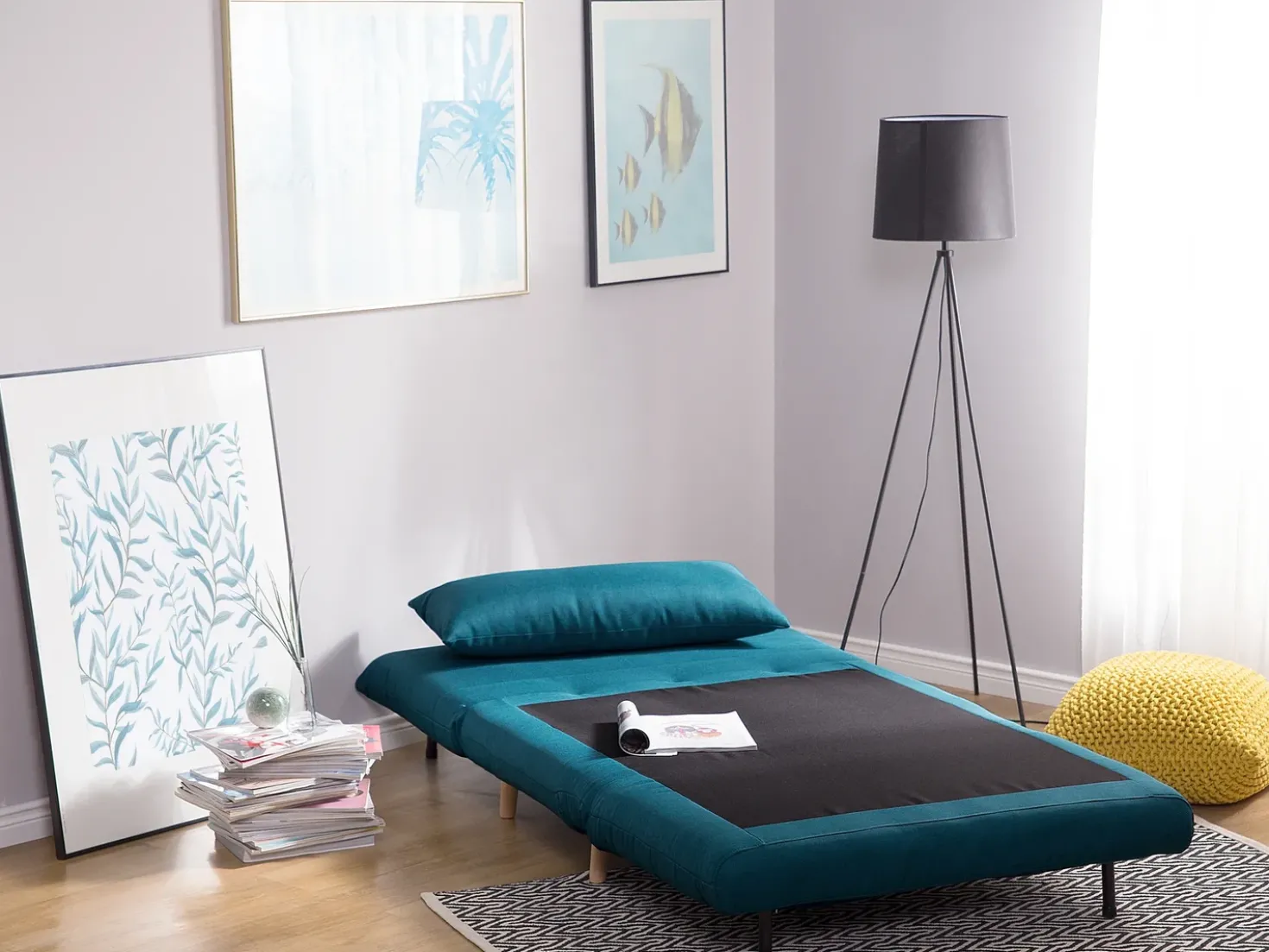 Divano letto singolo SETTEN Tessuto Blu oltremare