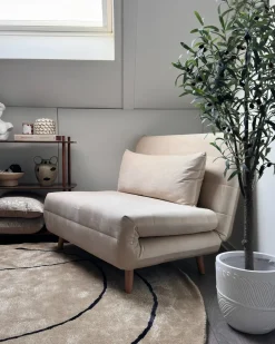 Divano letto singolo SETTEN Velluto Beige chiaro