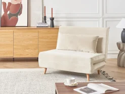 Divano letto singolo SETTEN Velluto Beige chiaro