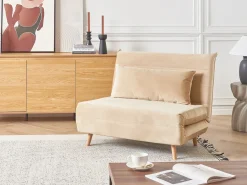 Divano letto singolo SETTEN Velluto Beige sabbia