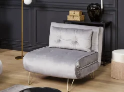 Divano letto singolo VESTFOLD Velluto Grigio