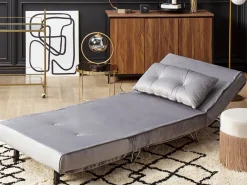 Divano letto singolo VESTFOLD Velluto Grigio