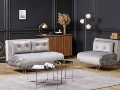 Divano letto singolo VESTFOLD Velluto Grigio