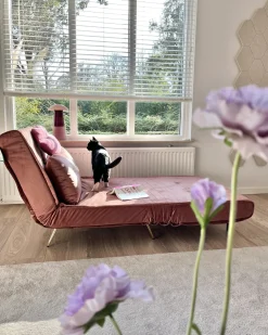 Divano letto singolo VESTFOLD Velluto Rosa