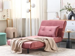 Divano letto singolo VESTFOLD Velluto Rosa