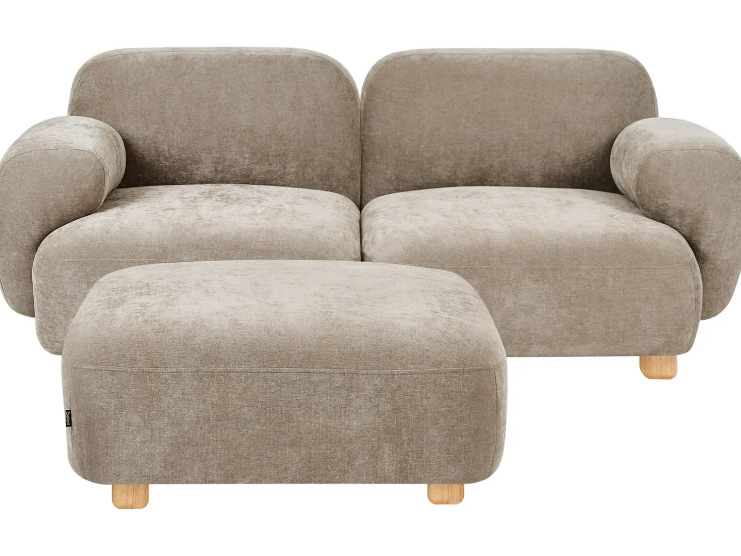 Divano modulare 2 posti AMLI Tessuto Beige con ottomana