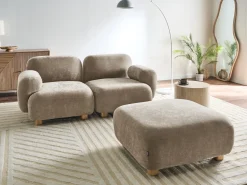 Divano modulare 2 posti AMLI Tessuto Beige con ottomana
