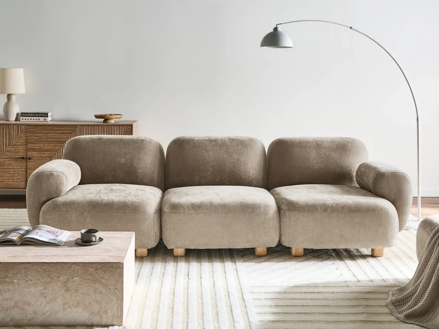 Divano modulare 3 posti AMLI Tessuto Beige