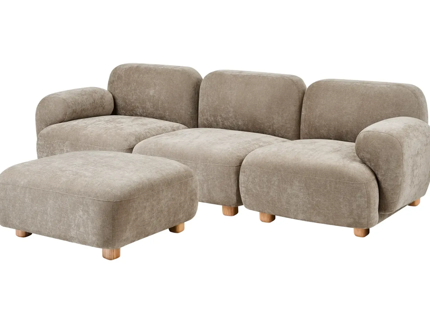 Divano modulare 3 posti AMLI Tessuto Beige con ottomana