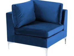 Divano modulare 3 posti EVJA Velluto Blu marino con ottomana
