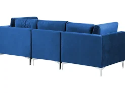 Divano modulare 3 posti EVJA Velluto Blu marino con ottomana