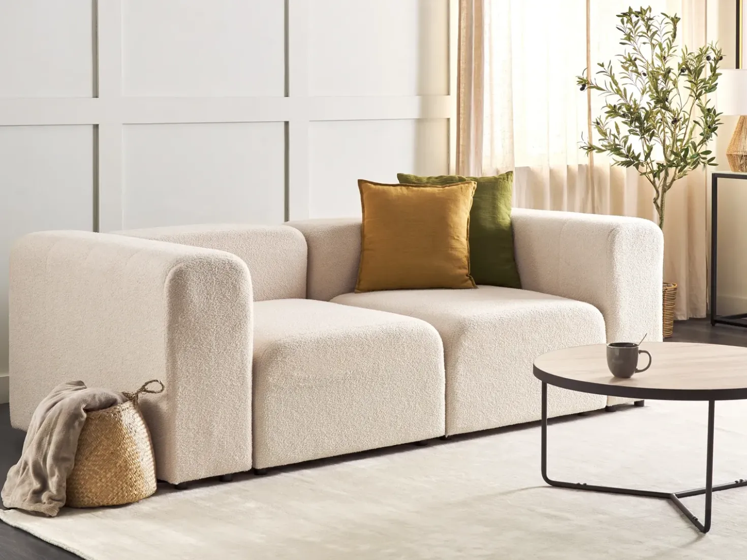 Divano modulare 2 posti FALSTERBO Bouclé Beige chiaro