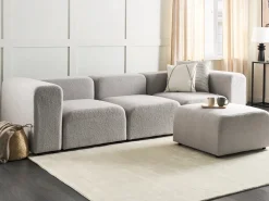 Divano modulare 3 posti FALSTERBO Bouclé Grigio chiaro con ottomana