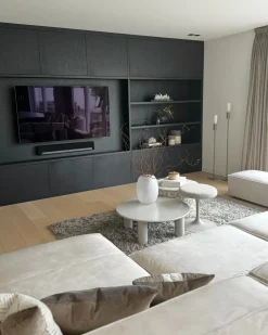 Divano modulare 3 posti HELLNAR Velluto Beige chiaro con ottomana