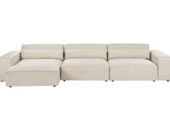 Divano modulare 3 posti HELLNAR Velluto Beige chiaro con ottomana