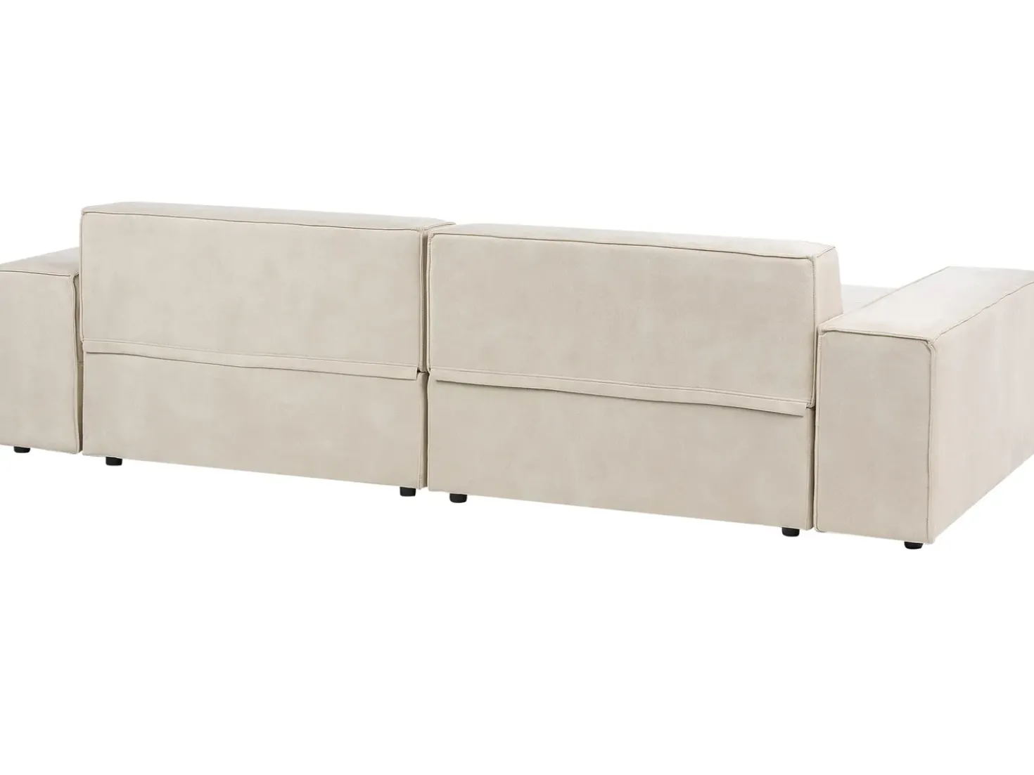 Divano modulare 3 posti HELLNAR Velluto Beige chiaro con ottomana