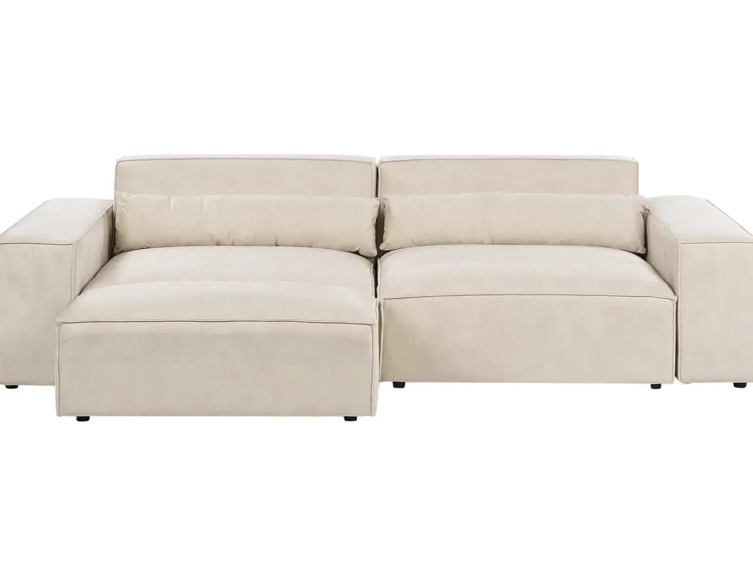 Divano modulare 3 posti HELLNAR Velluto Beige chiaro con ottomana