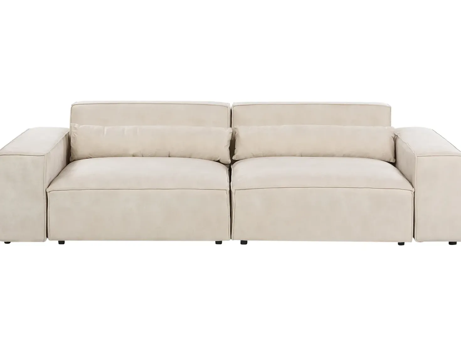Divano modulare 3 posti HELLNAR Velluto Beige chiaro con ottomana