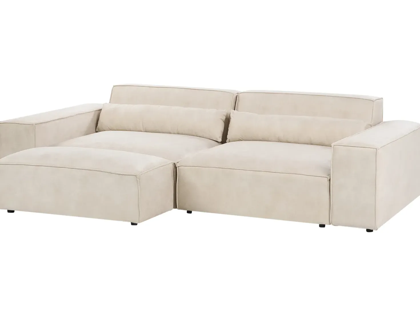 Divano modulare 3 posti HELLNAR Velluto Beige chiaro con ottomana