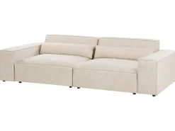Divano modulare 3 posti HELLNAR Velluto Beige chiaro con ottomana