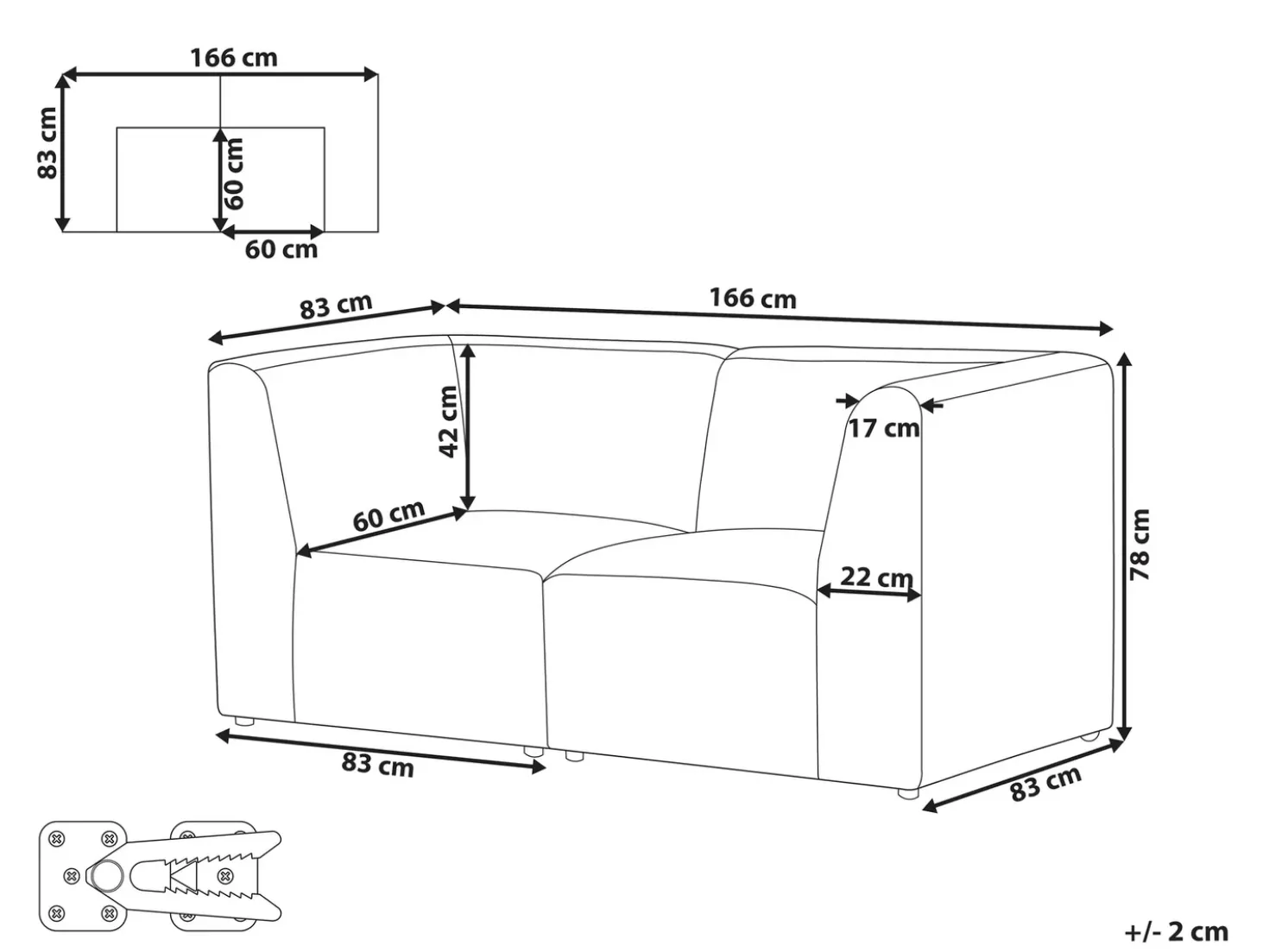 Divano modulare 2 posti LEMVIG Velluto a coste Beige