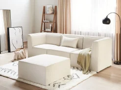 Divano modulare 3 posti LEMVIG Velluto a coste Beige chiaro con ottomana