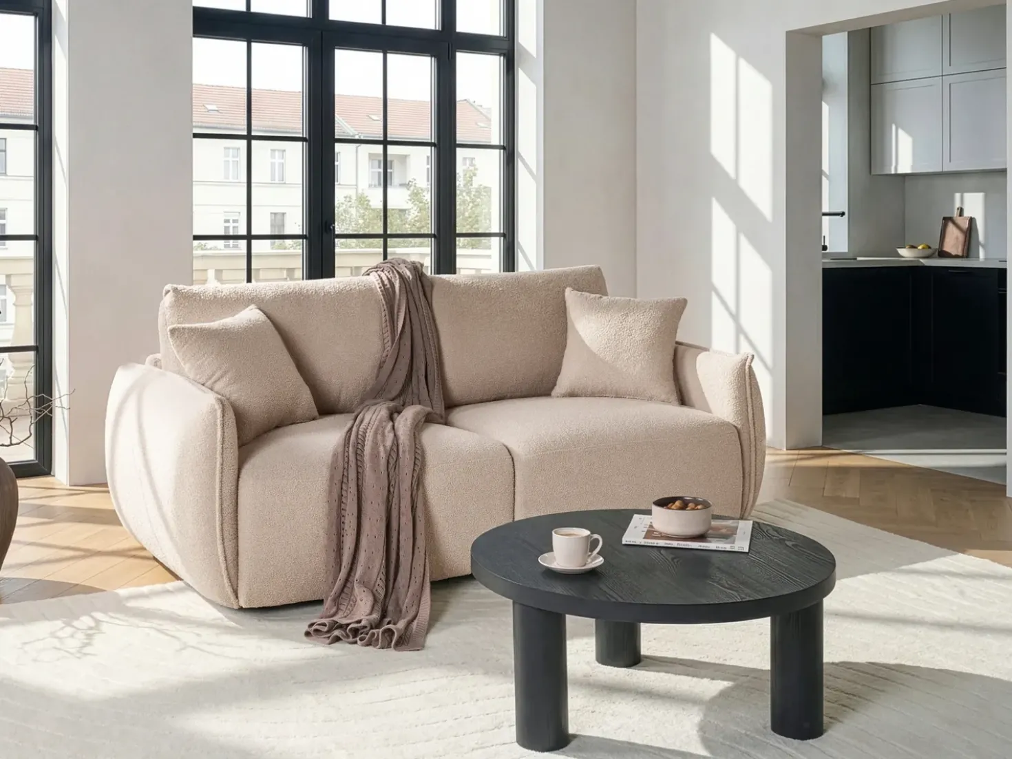 Divano modulare 2 posti MESNALI Bouclé Beige