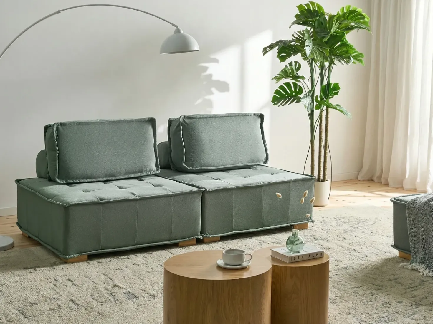Divano modulare 2 posti TIBRO Tessuto Verde chiaro