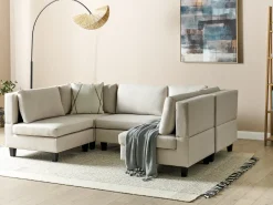 Divano modulare a U 5 posti UNSTAD Tessuto Beige chiaro