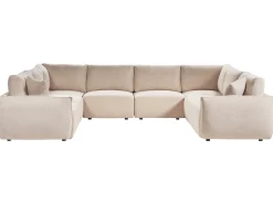 Divano modulare a U 8 posti MESNALI Bouclé Beige