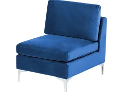 Divano modulare a U 6 posti EVJA Velluto Blu marino con ottomana