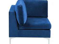 Divano modulare a U 6 posti EVJA Velluto Blu marino con ottomana