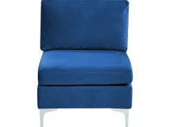 Divano modulare a U 6 posti EVJA Velluto Blu marino con ottomana