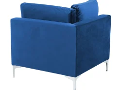 Divano modulare a U 6 posti EVJA Velluto Blu marino con ottomana
