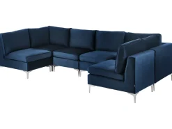 Divano modulare a U 6 posti EVJA Velluto Blu marino
