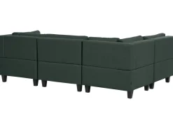 Divano modulare a U 5 posti UNSTAD Tessuto Verde scuro con ottomana