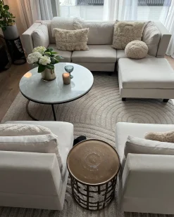 Divano modulare a U 5 posti UNSTAD Tessuto Beige chiaro con ottomana