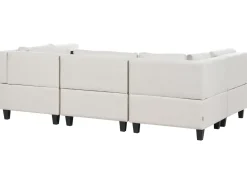 Divano modulare a U 5 posti UNSTAD Tessuto Beige chiaro con ottomana