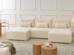 Divano modulare a U NERBO Bouclé Bianco sporco