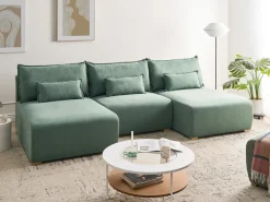 Divano modulare a U NERBO Tessuto Verde chiaro