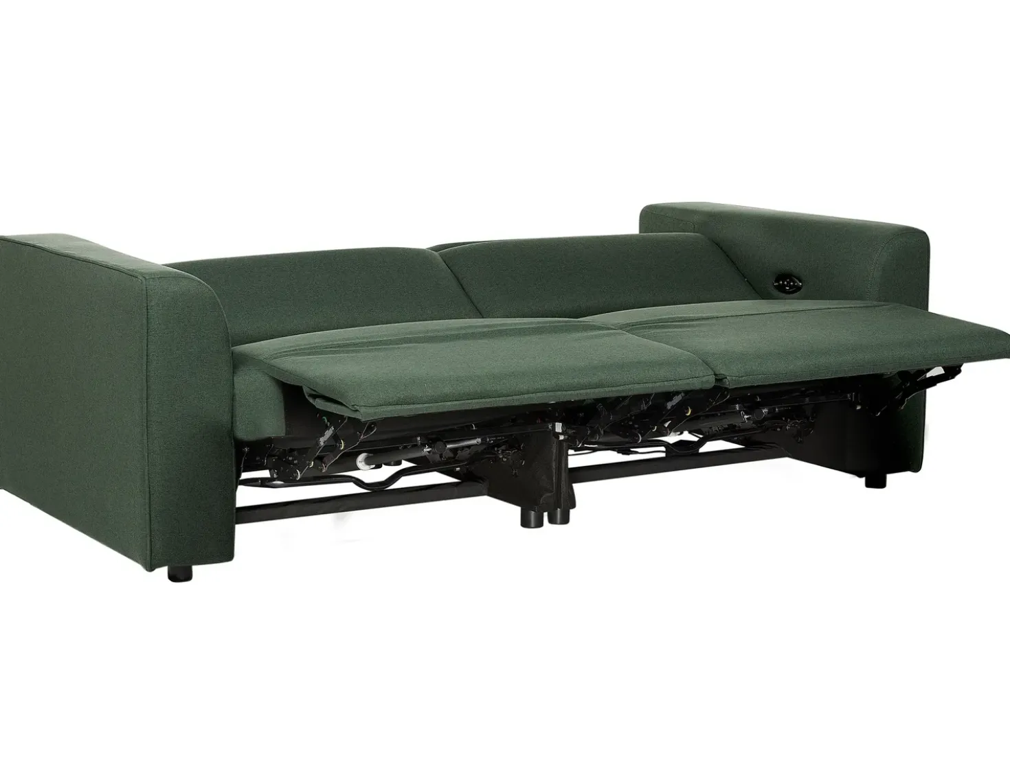 Divano reclinabile elettrico 2 posti ULVEN Tessuto Verde scuro con porta USB