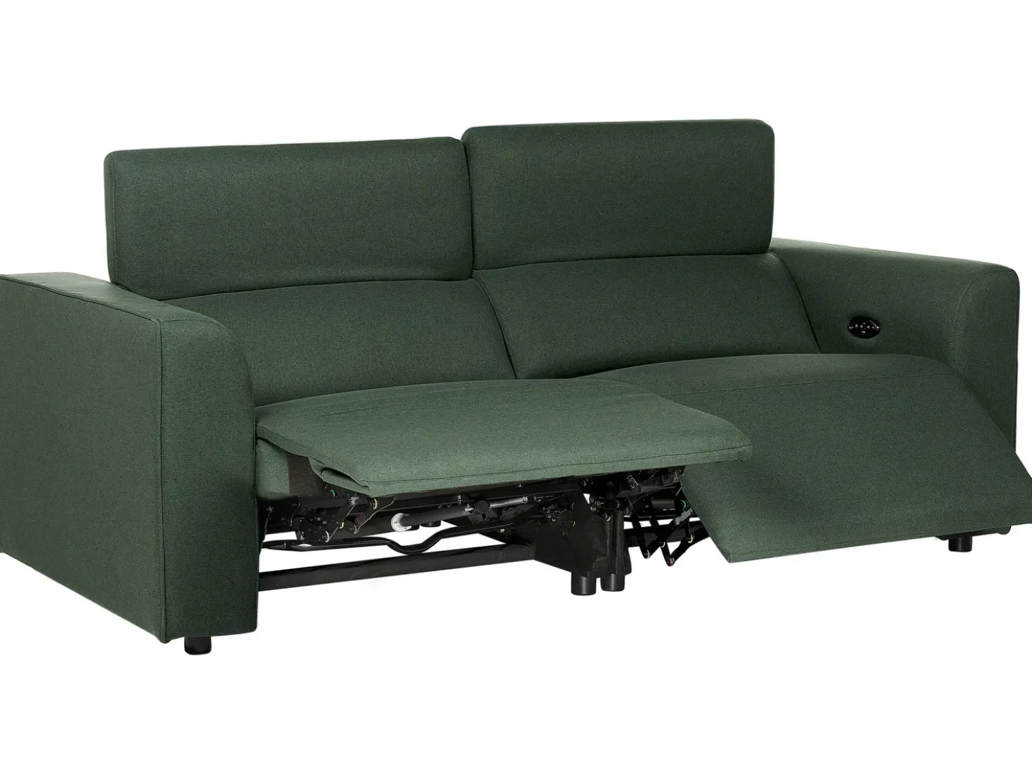 Divano reclinabile elettrico 2 posti ULVEN Tessuto Verde scuro con porta USB