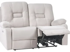 Divano reclinabile elettrico 2 posti BERGEN Velluto Beige chiaro con porta USB