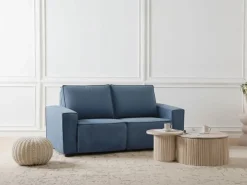 Divano reclinabile elettrico 2 posti NUKARI Tessuto Blu