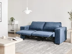 Divano reclinabile elettrico 2 posti NUKARI Tessuto Blu