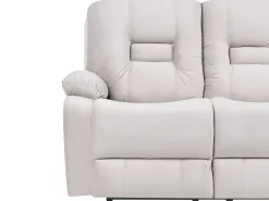 Divano reclinabile elettrico 3 posti BERGEN Velluto Beige chiaro con porta USB