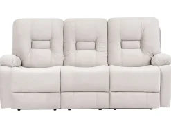 Divano reclinabile elettrico 3 posti BERGEN Velluto Beige chiaro con porta USB