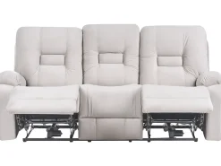 Divano reclinabile elettrico 3 posti BERGEN Velluto Beige chiaro con porta USB
