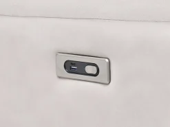 Divano reclinabile elettrico 3 posti BERGEN Velluto Beige chiaro con porta USB