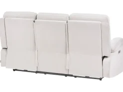 Divano reclinabile elettrico 3 posti BERGEN Velluto Beige chiaro con porta USB